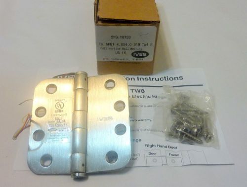 Ives 5PB1 TW4 4&#034; x 4&#034; 619 RC-5/8&#034; Electric Thru-Wire Mortise Hinge SATIN NICKEL