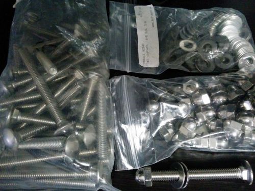 New 50 stainless steel 18-8 carriage bolts cap nuts flat washers 3/8-16 x 3-1/2 for sale