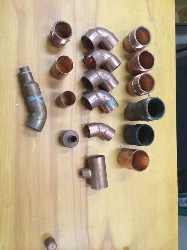 1-1/4&#034;, 1-1/2&#034; and 2&#034; copper fitting plumbing lot sweat 17 piece lot for sale
