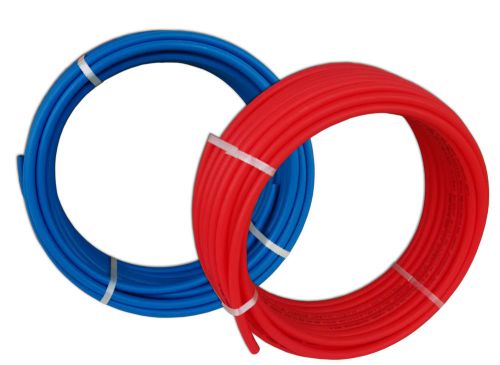 2 rolls of 1/2&#034; pex tubing blue + red 100ft pipe 1/2-inch 100 ft potable water for sale