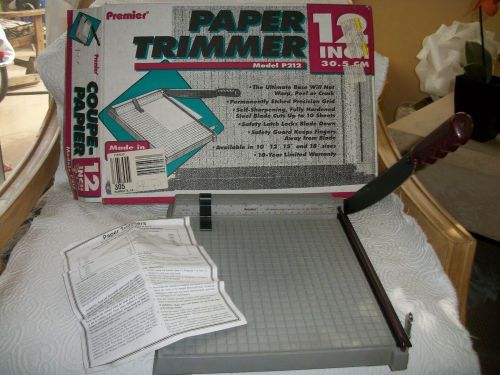 Premier #p212 trimmer paper cutter 12&#034; guillotine desk cutting board in box for sale