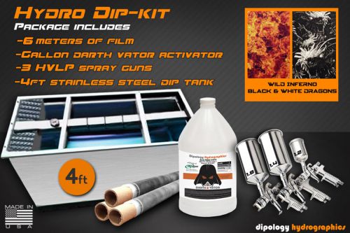 Hydrographics dip tank kit water transfer printing film, flames dragons hydrodip for sale