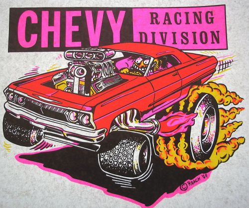 1963 Chevy Racing Division Vintage 70&#039;s Roach T-Shirt transfer Iron on