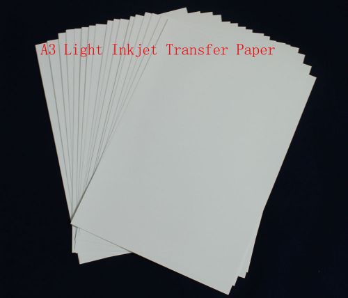 20 sheets a3 light inkjet transfer paper diy t-shirt by heat press for sale