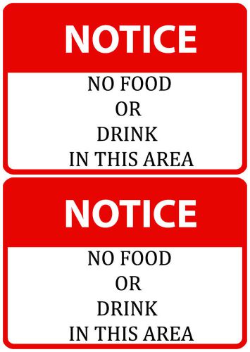 Red sign notice no food or drink in this area sensitive equipment dr. office 2pk for sale