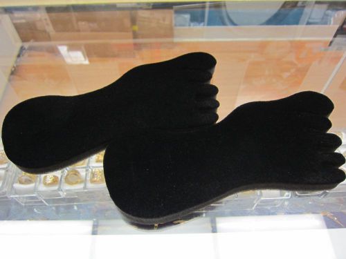 12 pc SET NEW Black Velvet Foam Foot Shaped Toe Ring Display Pad - Holds 25