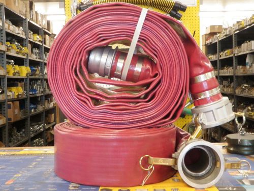 3&#034; x 50&#039; red pvc discharge hose - w/male &amp; female camlock fittings for sale