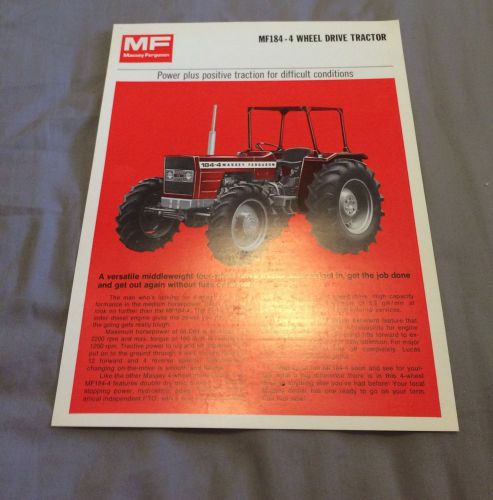 Massey Ferguson MF184-4 Wheel Drive Tractor Sales Leaflet Brochure