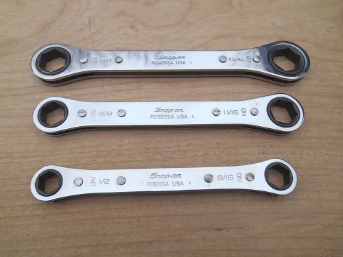 SNAP-ON 6 POINT RATCHETING BOX WRENCH , 1/2&#034; - 13/16&#034; , LOT OF 3
