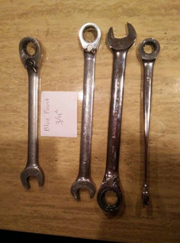 RATCHET COMBINATION WRENCHES SMALL ASSORTMENT 3/4&#034; 19MM 22MM 15MM