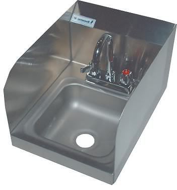 Deck mount hand sink 12&#034; w/ side splashes w/ faucet for sale