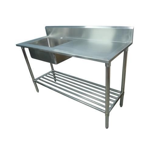 1700 x 600mm NEW COMMERCIAL SINGLE BOWL KITCHEN SINK #304 STAINLESS STEEL BENCH