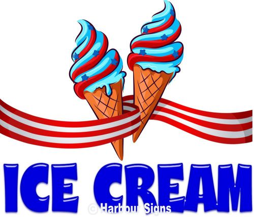 Ice Cream Cone Decal 24&#034; Concession Food Truck Restaurant Cart Vinyl Menu Signs