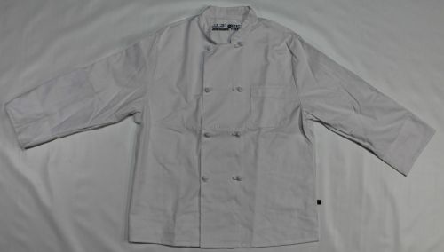 Chef Designs Size Large Chef Coat, White, 8 Knot Button Front - Free Shipping