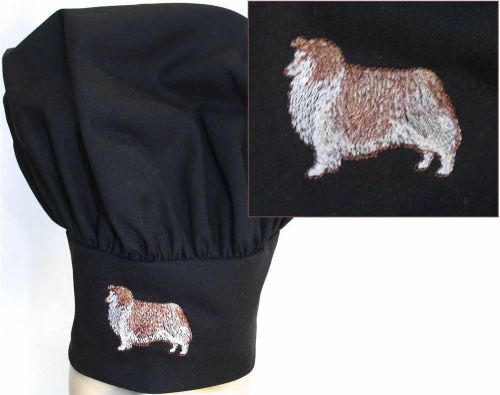 Black Sheltie Shetland Sheepdog Chef Hat Adult Adjustable Custom Embroidered NWT