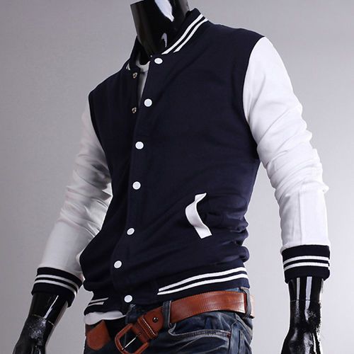 New Korean spell color baseball shirt collar hooded sweater coat free shipping