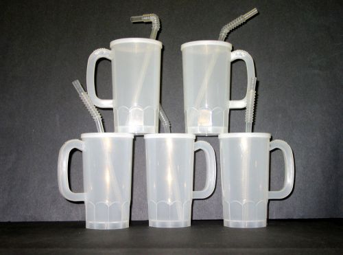 8  LARGE 22 OUNCE BEER MUGS LIDS STRAWS MFG USA BEER STEINS ARE LEAD FREE