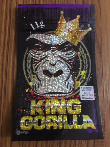 100 King Gorilla 10g EMPTY** mylar ziplock bags (good for crafts jewelry)