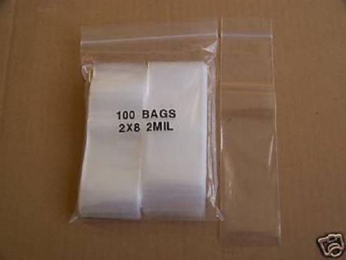 PLASTIC BAG 2x8 long zip lock clear small bags poly 100
