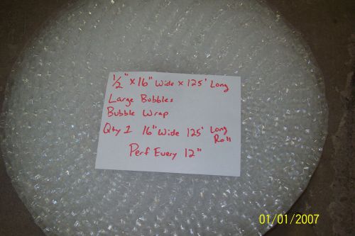 Bubble Wrap 1/2&#034; x 16&#034; Wide x 125&#039; Long Large Bubbles Free Ship Perf Every 12&#034;