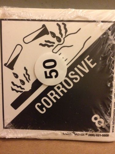 4&#034; x 4&#034; Corrosive Class 8. 50 Label Corrosive