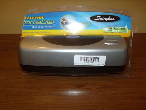 Swingline 15-Sheet Electric Portable Desktop Punch, Silver/Black SWI74515