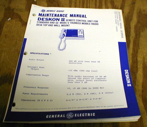 GE Deskon II Remote Control Service Manual
