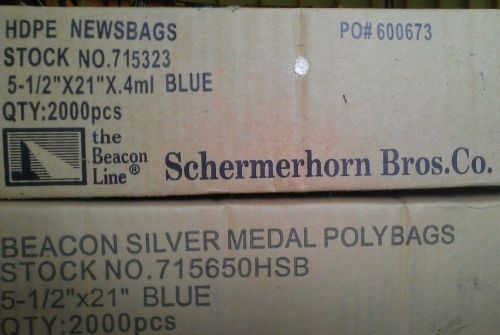 2000 Newspaper Bags, Blue, 5.5&#034; x 21&#034;