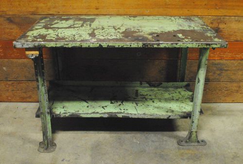 Vintage Industrial Steel Shop Table Garage Workshop Art Space Salvaged Metal