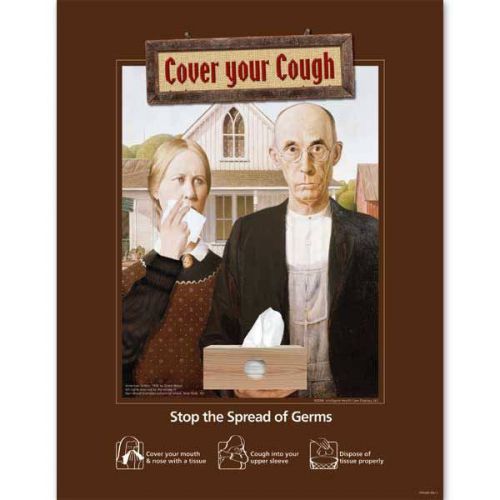 11&#034;H x 14&#034;W - American Gothic Cover Your Cough Poster 1 ea