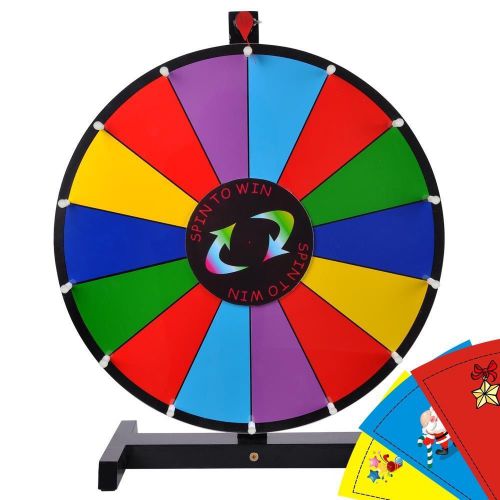 24&#034; 14 slot segment tabletop color dry erase surface spinning prize wheel for sale