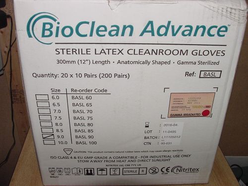 Nitritex bioclean advance sterile latex gloves 12&#034; size 9.0 200 pairs for sale