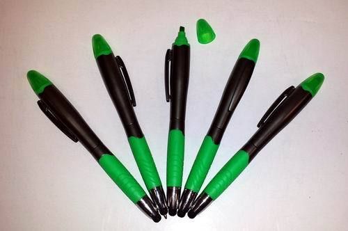 Lot of 72 Pieces - 3 in 1 Green Highlighter Ballpoint Pens with Stylus