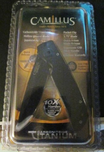 Folding Knife, Fine, Drop Point, 3-3/4 In New Sealed Carbonitride Titanium