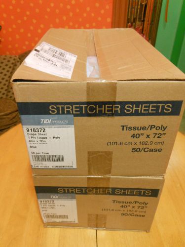 TIDI. 2 cases of stretcher sheets 40&#034;x72&#034; (Tissue/Poly) (around 90 sheets total)