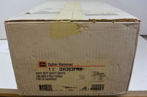 Eaton Cutler Hammer Fusible Safety Switch 600V 3 Pole 100 Amp DH363FRK 3R NEW
