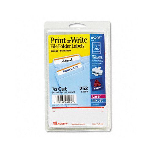 Avery Print or Write File Folder Labels White / Orange Set of 3