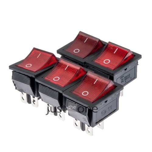 5PCS Red Light On-off Rocker Switch 250V AC 15 AMP 125/20A 4Pins