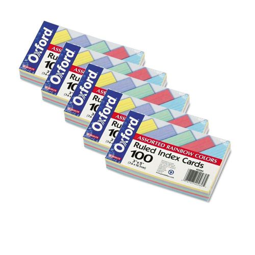 Oxford - Index Cards, Ruled, 3 x 5&#034;, Rainbow Assortment - 500 Cards