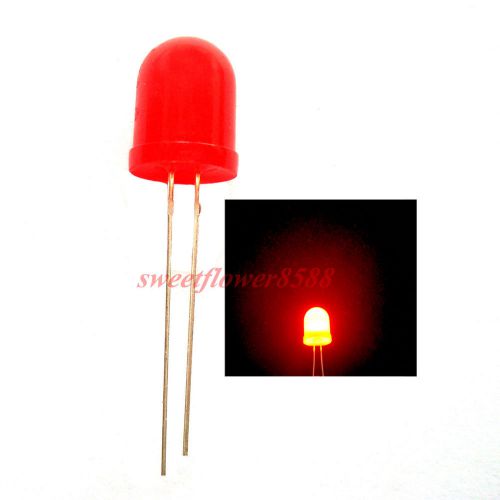 100X 10mm Red Diffused Led Lamp Ultra Bright Diffused Red LED New Free Shipping