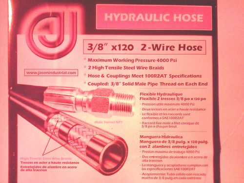 3/8&#034; x 10&#039; Jason Ind. 100R2AT Hydraulic Hose Assembly 2 Wire Male NPT 4000 PSI
