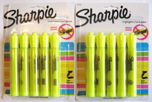 10 new sharpie yellow accent highlighters marker pens chisel tip smear guard for sale