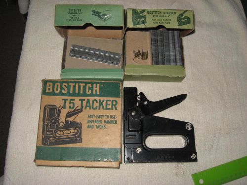 Vintage Bostitch T5-8 Tacker w/ STCR 5019-3/8&#034; Staples &amp; MORE