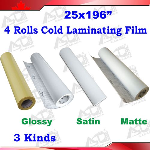 3kinds 4roll 25x196&#034; pvc vinyl cold laminating gum film self stick for laminator for sale