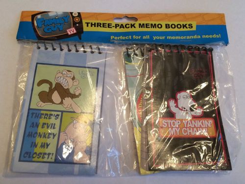 Family Guy Three Pack Memo Books 50 Ruled Sheets 3&#034;x5&#034; Peter Griffin