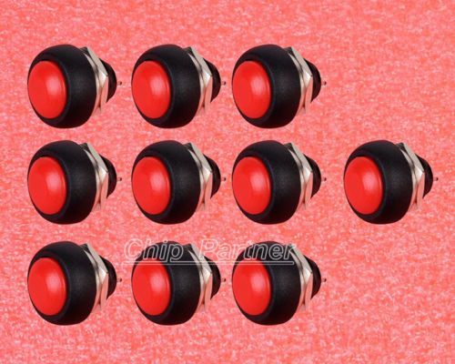 10pcs New Red 12mm Waterproof Lockless Momentary Push button Mini Round Switch