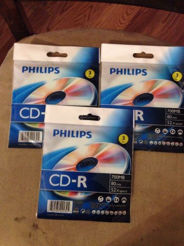 9 Pack Philips CD-R 700MB 80 Min 52x Speed Blank Disks New in Package