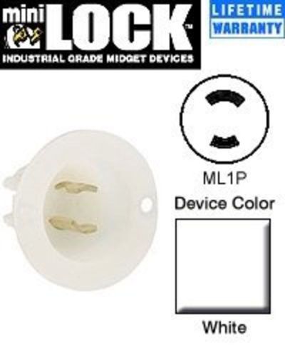 Leviton ML1-PB Flanged Inlet Locking Blade MiniLock ML1P 15A 125V 2P2W Non-Gr...