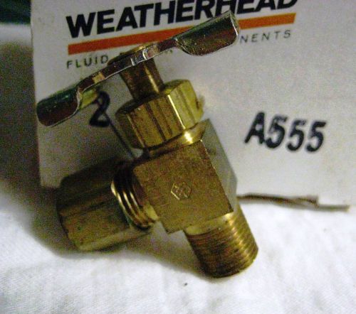 A555 New Weatherhead brass instrumentation needle valve, 1/4 x 1/8.
