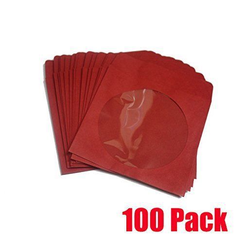 BestDuplicator - CDSLV-100-RD Premium Thick Red Paper CD/DVD Sleeves Envelope